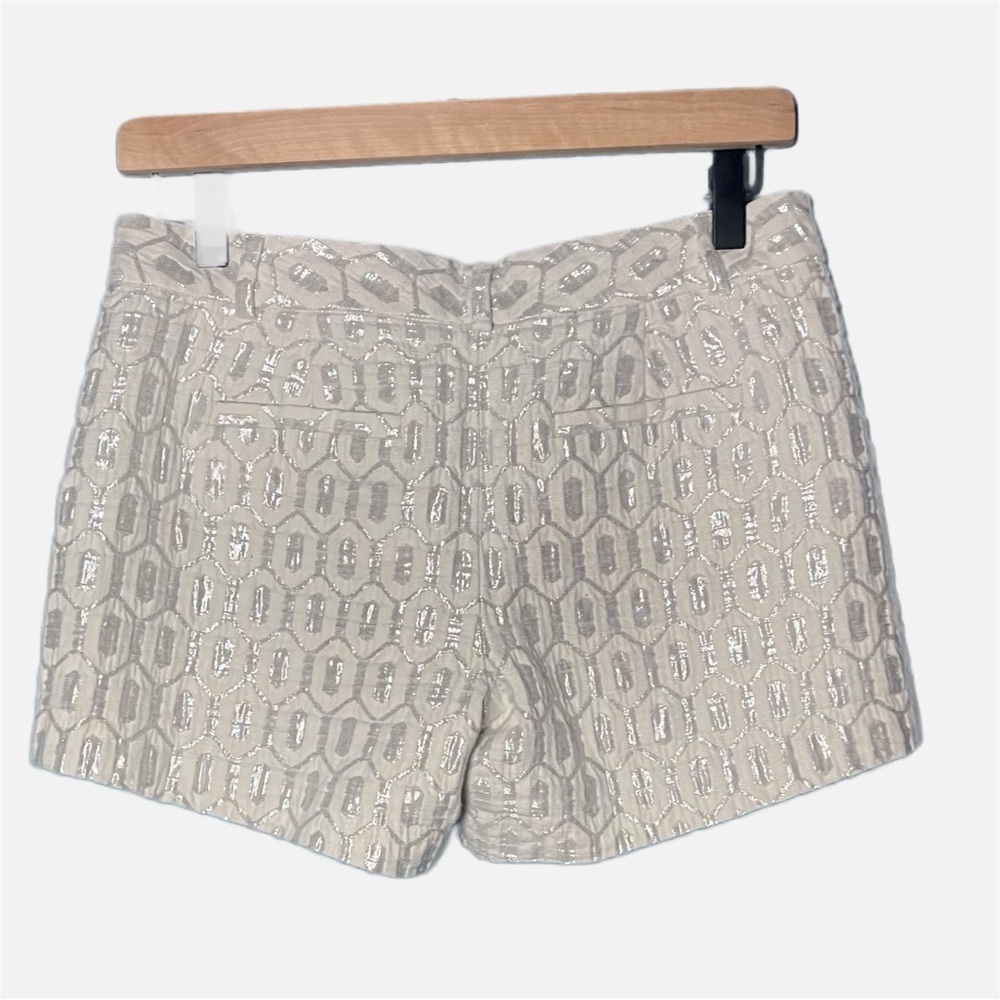 Banana Republic Metallic Jacquard Shorts cream Silver Luxe Resort Holiday Size 2 - Picture 5 of 6